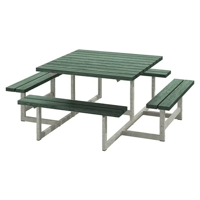 Plus Sitzgruppen-Set Picnic (Grün, Stahl/ReTex, 8 Personen, ohne Rückenlehne)