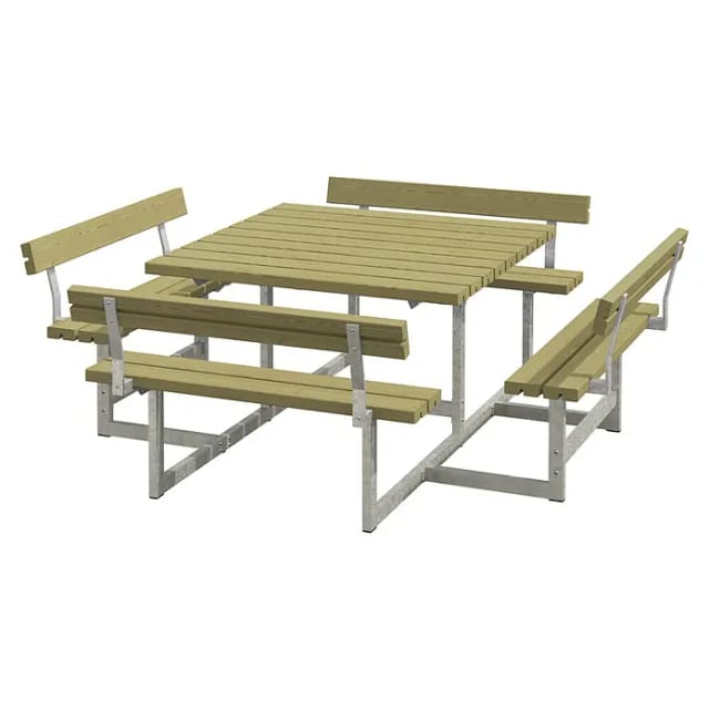 Plus Sitzgruppen-Set Picnic (Naturbraun, Kiefer/Fichte & Stahl, Mit Rückenlehne)