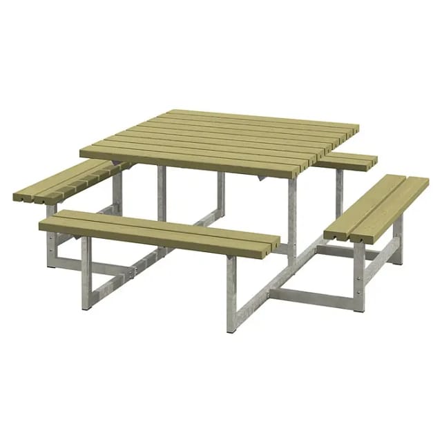 Plus Sitzgruppen-Set Picnic (Kiefer/Fichte & Stahl, Ohne Rückenlehne)