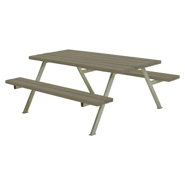 Plus Sitzgruppen-Set Alpha (Graubraun, Kiefer/Fichte & Stahl, 6 Personen, ohne Rückenlehne)