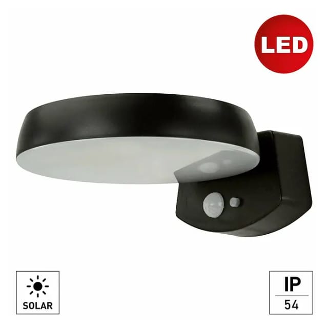 E2 elektro Solar-Außenwandleuchte Solaris (2 W, L x B x H: 17,5 x 14,5 x 6,5 cm, Schwarz, IP54, 375 lm)