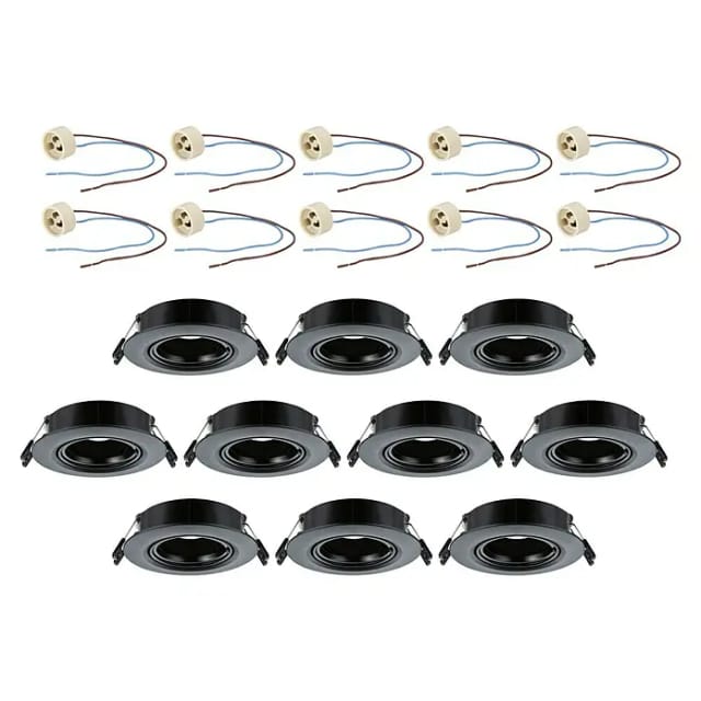Paulmann Einbauleuchte (10 W, 9 cm, Schwarz, 10 Stk., Schwenkbar)