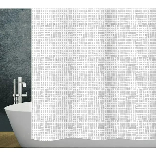 Diaqua Textil-Duschvorhang Check (B x H: 120 x 200 cm, Hellgrau/Weiß)