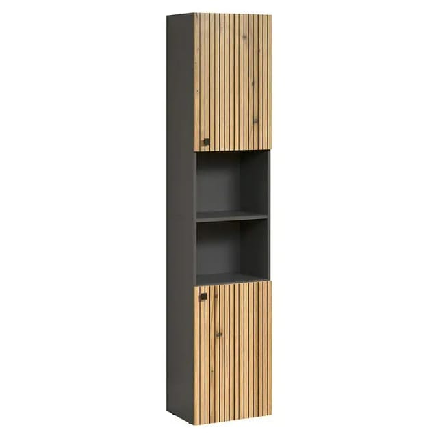 Trendteam Niklas Hochschrank (B x T x H: 40 x 31 x 186 cm, Evoke Eiche/Anthrazit, Strukturiert)