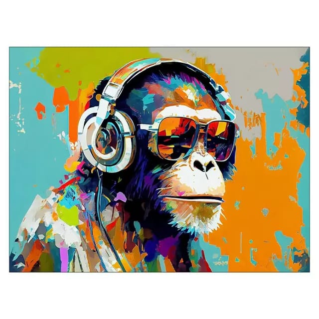 ProArt Young Living Leinwandbild (Animals with Headphones - Affe, B x H: 120 x 90 cm)