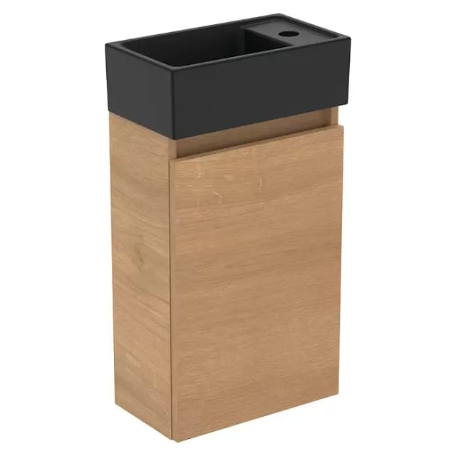 Ideal Standard Eurovit Badmöbel-Set + (37 cm, Hamilton Eiche/Schwarz, Hahnloch: Rechts)