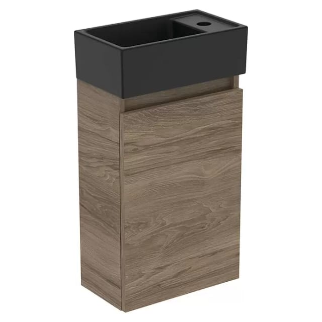 Ideal Standard Eurovit Badmöbel-Set + (37 cm, Nussbaum/Schwarz, Hahnloch: Rechts)