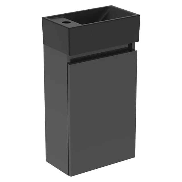 Ideal Standard Eurovit Badmöbel-Set + (37 cm, Grau/Schwarz, Hahnloch: Links)