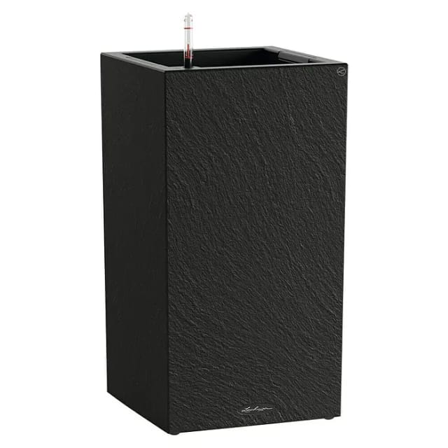 Lechuza Canto Pflanzsäule eckig Slatestone (Außenmaß (L x B x H): 30 x 30 x 56 cm, Kunststoff, Dark Grey)