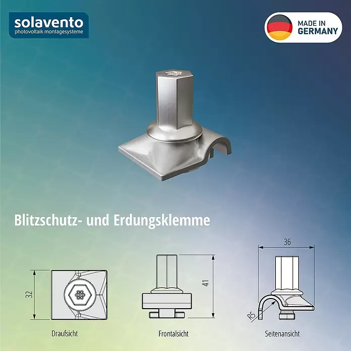 Solavento Erdungsklemme (Aluminium, Geeignet für: Schrägdach)