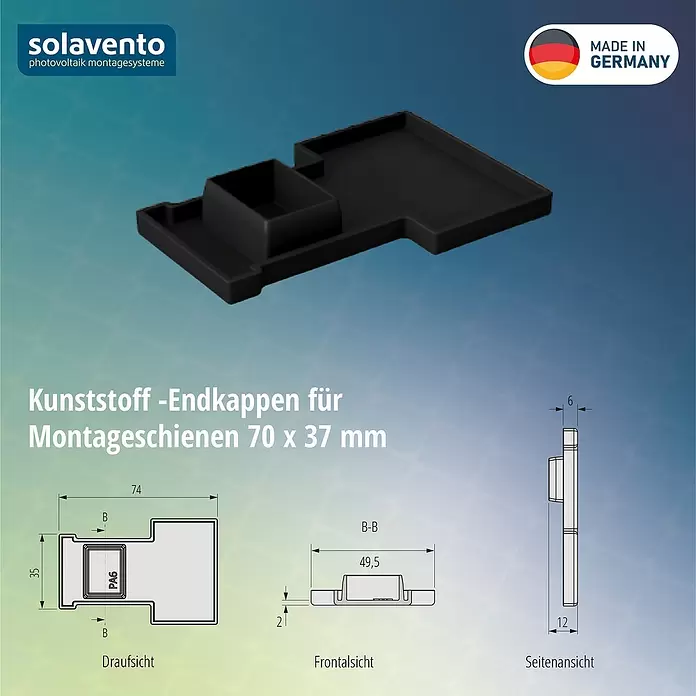 Solavento Endkappe (L x B x H: 30 x 50 x 75 mm, Geeignet für: Schrägdach)