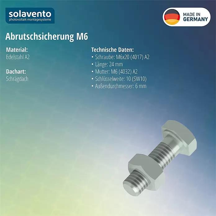 Solavento Abrutschsicherung (Durchmesser: 6 mm, Geeignet für: Schrägdach)
