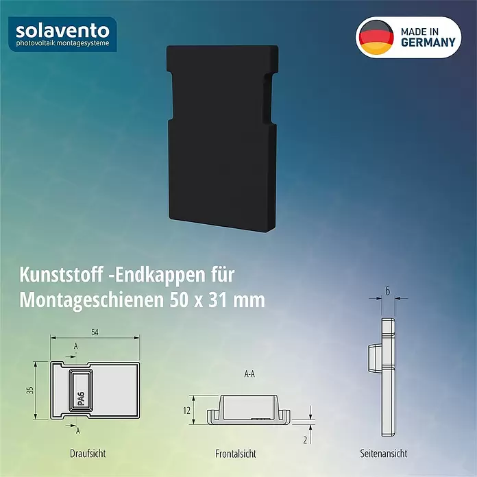 Solavento Endkappe (L x B x H: 30 x 35 x 55 mm, Geeignet für: Schrägdach)