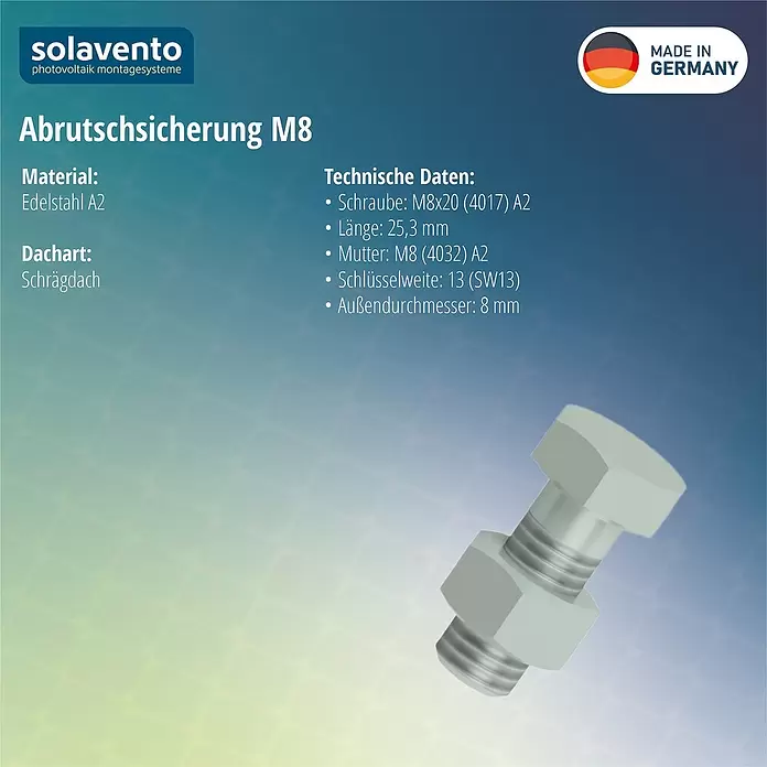Solavento Abrutschsicherung (Durchmesser: 8 mm, Geeignet für: Schrägdach)