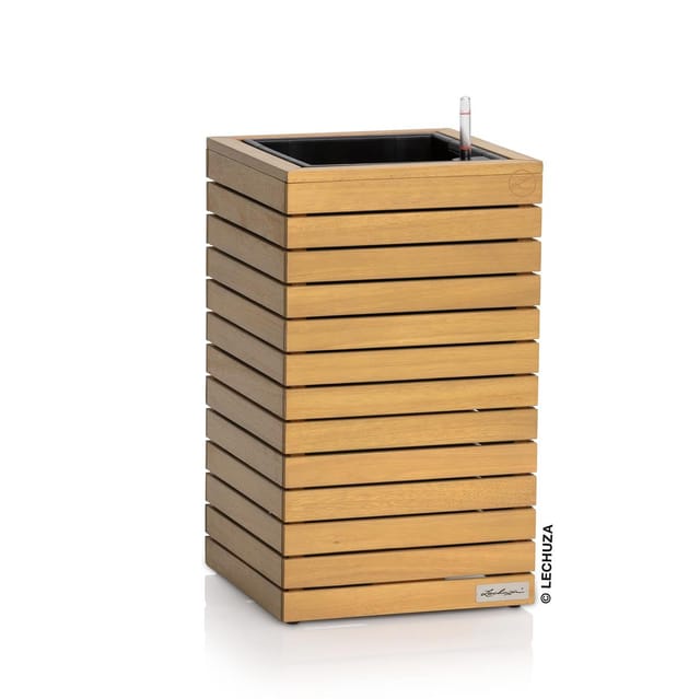 Lechuza Palo Pflanzkübel eckig Natural Wood (Außenmaß (L x B x H): 35 x 35 x 59 cm, Holz, Braun)