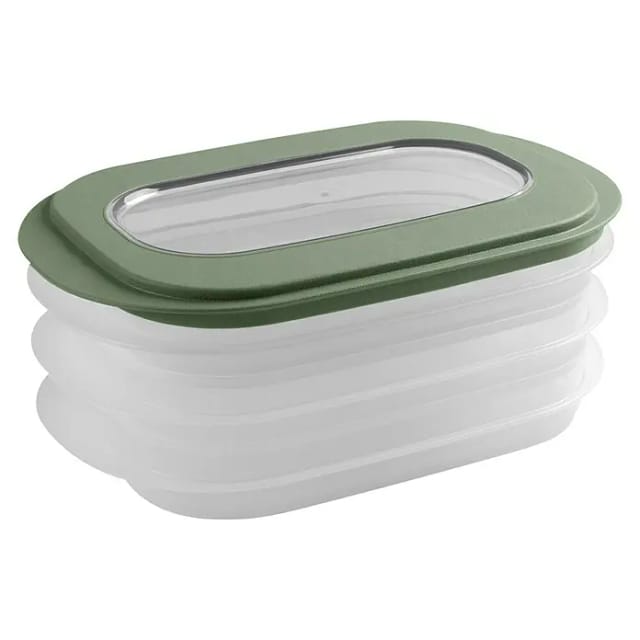 Sunware Frischhaltedose für Fleisch- und Wurstwaren (L x B x H: 17,2 x 17,2 x 10,5 cm, Transparent, Farbe Deckel: Grün)