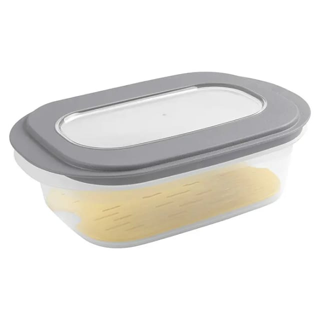 Sunware Frischhaltedose für Käse (L x B x H: 26 x 17,2 x 8 cm, Transparent, Farbe Deckel: Grau)
