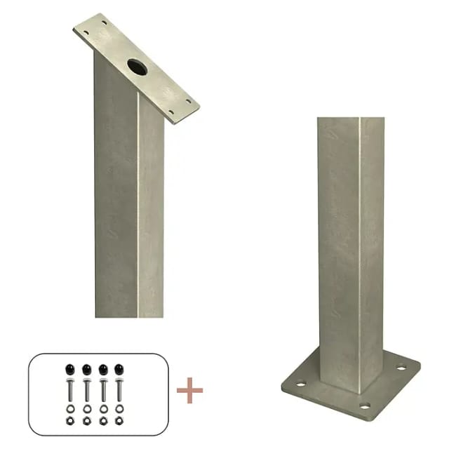 Plus Zaunpfosten mit Fuß für Treppengeländer (Höhe: 87,1 cm, Silber, Stahl)