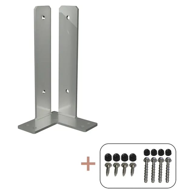Plus Pfostenträger Über-Eck für Pfosten 9 cm (L x B x H: 15 x 15 x 30 cm, Silber)