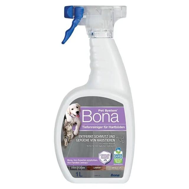 Bona Pet System Reinigungsmittel Tiefenreiniger für Hartböden (1 l, Flasche mit Sprühkopf)