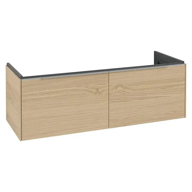 Villeroy & Boch Subway 3.0 Waschbeckenunterschrank (Nordik Oak, Anzahl Schubladen: 2 Stk., Farbe Griff: Aluminium glänzend, B x T x H: 127,2 x 47,8 x