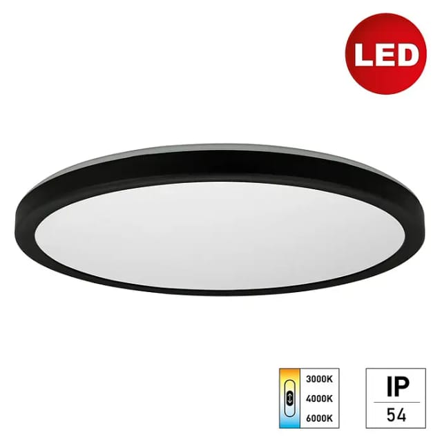 E2 elektro LED-Panel R420 24W CCT IP54 (24 W, L x B x H: 420 x 420 x 29 mm, Schwarz, Kaltweiß)