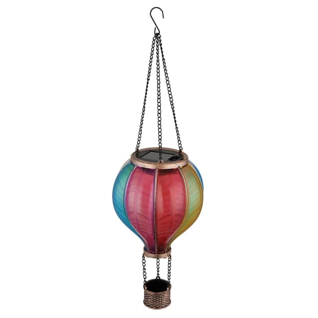 Globo Solar-Hängeleuchte Heißluftballon (Bunt, IP44, Ø x H: 14 x 46,5 cm)