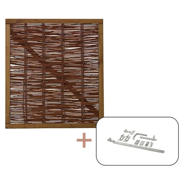 Plus Zauntor Weidezaun inkl. Beschläge (90 x 100 cm, Braun, Holz)