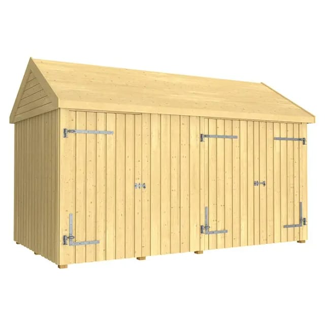Plus Gartenhaus Classic Multi mit Doppel- und Einzeltür (Außenmaß inkl. Dachüberstand (B x T): 432 x 254 cm, Holz, Natur, Nur Gartenhaus)
