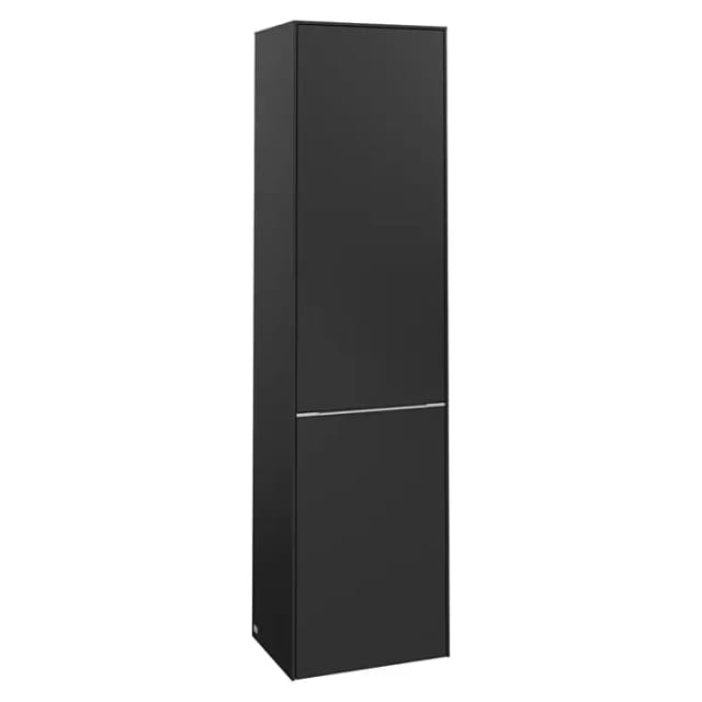 Villeroy & Boch Subway 3.0 Hochschrank (B x T x H: 40 x 36,2 x 171 cm, 1x Klappe mit Wäschekorb, 1x Tür, Volcano Black, Farbe Griff: Aluminium glänzen