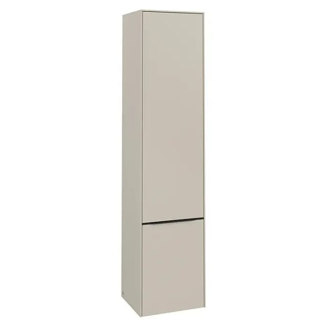 Villeroy & Boch Subway 3.0 Hochschrank (B x T x H: 40 x 36,2 x 171 cm, 2x Tür, Cashmere Grey, Farbe Griff: Volcano black, DIN Anschlag: Rechts)