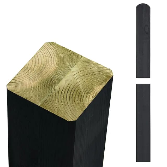 Plus Zaunpfosten gerundet (Höhe: 298 cm, Schwarz, Holz)