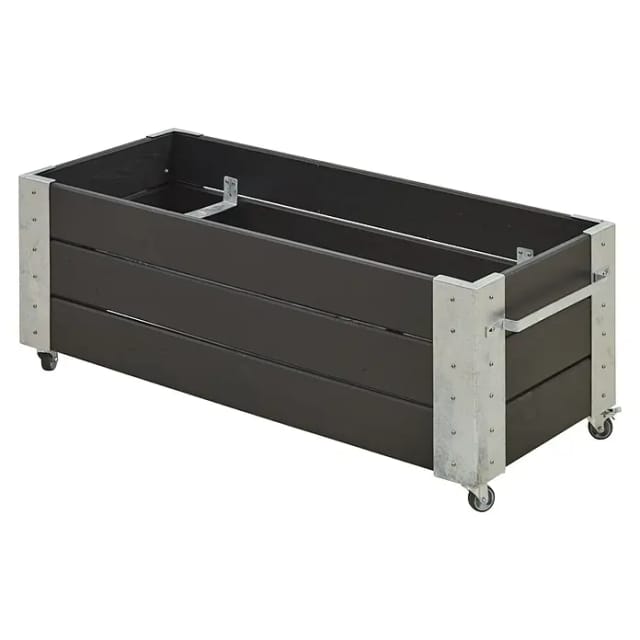 Plus Pflanzkasten Cubic (Außenmaß (L x B x H): 120 x 50 x 45 cm, Holz, Schwarz/Silber)