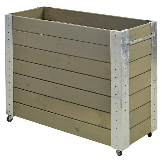 Plus Pflanzkasten Cubic (Außenmaß (L x B x H): 120 x 50 x 95 cm, Holz, Grau/Braun)