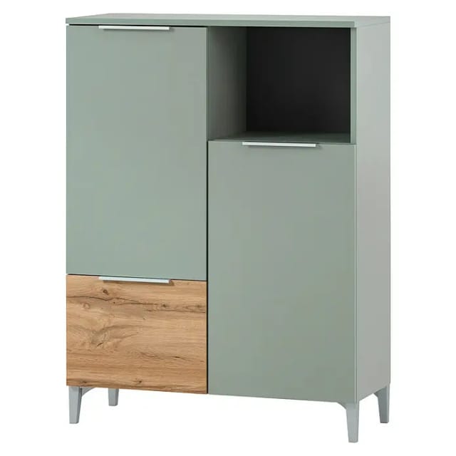 Schildmeyer Smilla Highboard (B x T x H: 80,4 x 31,9 x 109,6 cm, Pistazie/Eiche Landhaus, Matt)