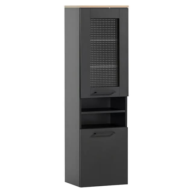 Schildmeyer Malte Hochschrank (B x T x H: 40,3 x 32 x 138,3 cm, Schwarz/Artisan Eiche, Matt)