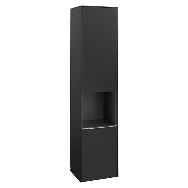 Villeroy & Boch Subway 3.0 Hochschrank (B x T x H: 40 x 36,2 x 171 cm, 1x offenes Fach, 2x Tür, Volcano Black, Farbe Griff: Aluminium glänzend, DIN An