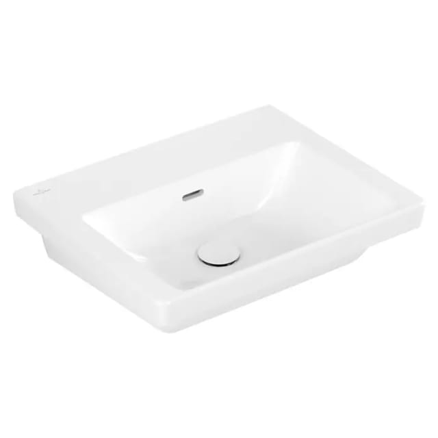 Villeroy & Boch Subway 3.0 Waschtisch (57,5 x 46,5 cm, Mit schmutzabweisender Glasur, Hahnloch: Ohne, Mit Überlauf, Weiß Alpin, Ungeschliffen, Waschbe