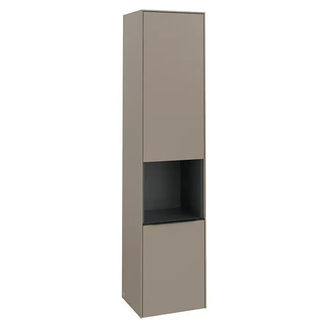 Villeroy & Boch Subway 3.0 Hochschrank (B x T x H: 40 x 36,2 x 171 cm, 1x offenes Fach, 2x Tür, Taupe, Farbe Griff: Volcano black, DIN Anschlag: Recht