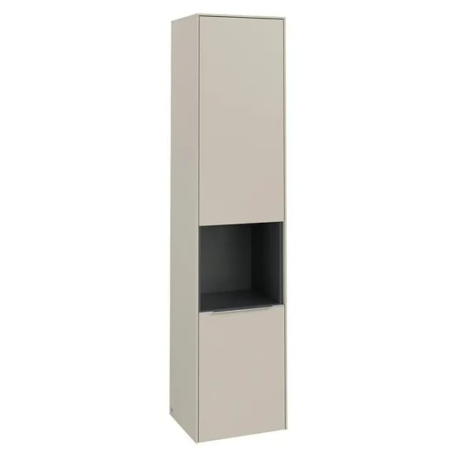 Villeroy & Boch Subway 3.0 Hochschrank (B x T x H: 40 x 36,2 x 171 cm, 1x offenes Fach, 2x Tür, Cashmere Grey, Farbe Griff: Aluminium glänzend, DIN An