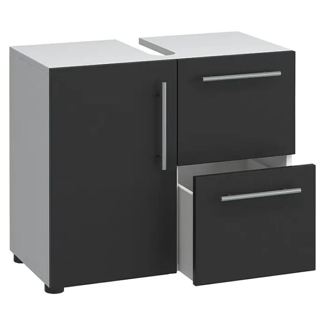 VCM Flandu Waschtischunterschrank (B x T x H: 61 x 32 x 51 cm, Weiß/Schwarz, Matt)