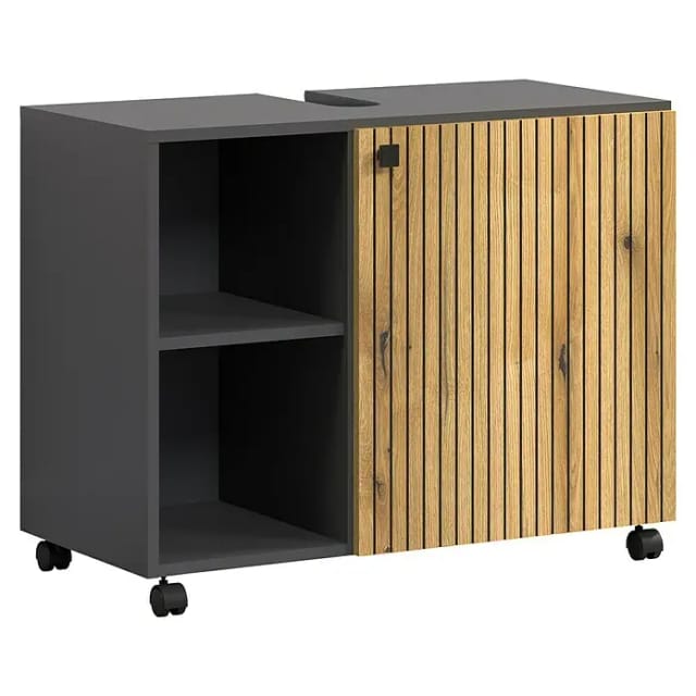 Trendteam Niklas Waschtischunterschrank (B x T x H: 80 x 42 x 64 cm, Evoke Eiche/Anthrazit, Strukturiert)