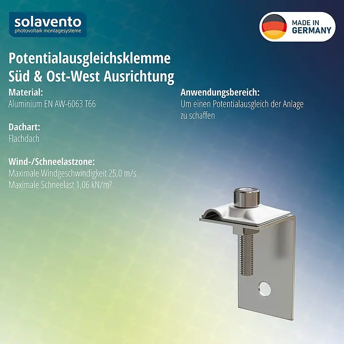 Solavento Erdungsklemme (Aluminium, Geeignet für: Flachdach)