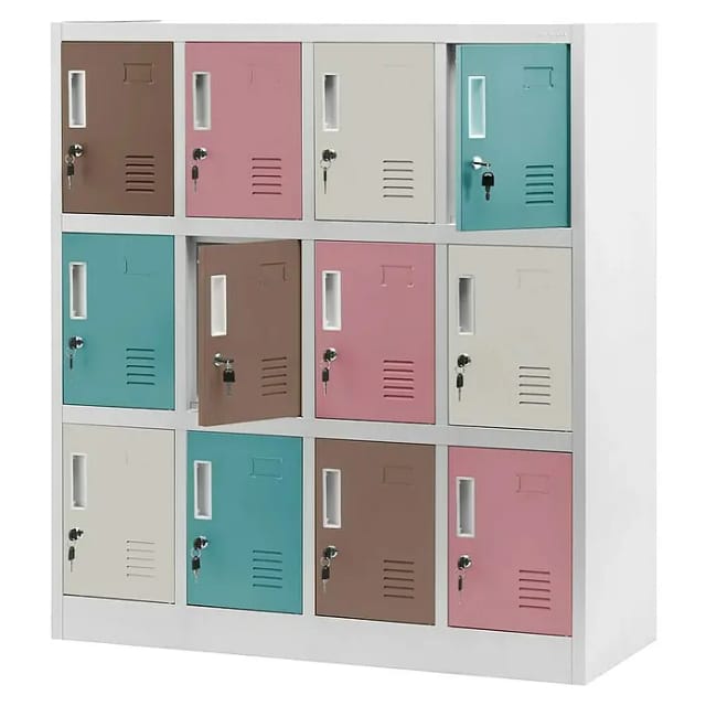Jan Nowak Schließfachschrank Ola (H x B x T: 120 x 109 x 45 cm, Anzahl Fächer: 12 Stk., Grau/Pastellfarben)
