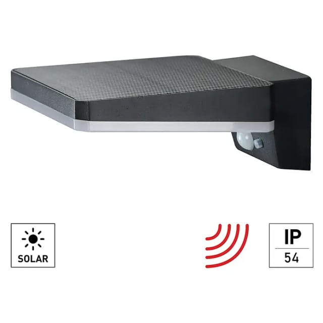 E2 elektro Solar-Außenwandleuchte Sika (4,4 W, L x B x H: 13,5 x 16,8 x 6,9 cm, Schwarz, IP54, 610 lm)