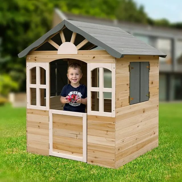 Dobar Spielhaus (L x B x H: 115 x 102 x 129 cm, Holz, Naturbelassen/Anthrazit)