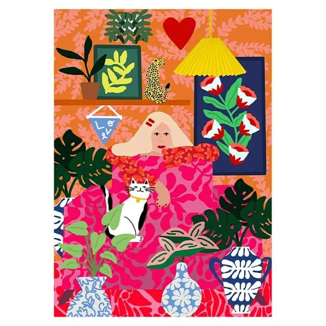 Papermoon Poster (Cat Lady, B x H: 70 x 100 cm, Ohne Passepartout)
