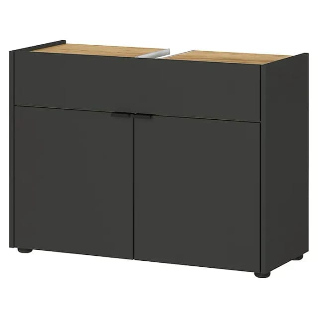 Germania Forano Waschtischunterschrank (B x T x H: 80 x 34 x 60 cm, Graphit/Eiche)