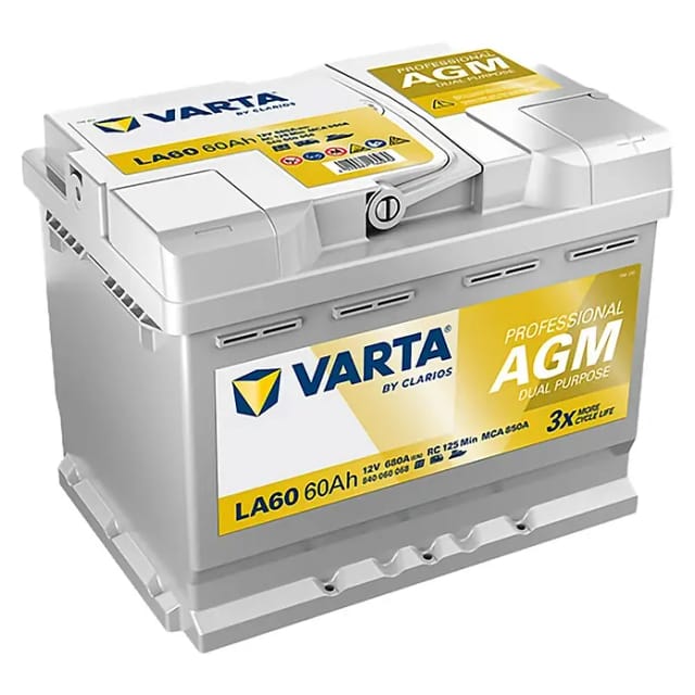 Varta Bootsbatterie Professional AMG LA60 (Kapazität: 60 Ah, 12 V)