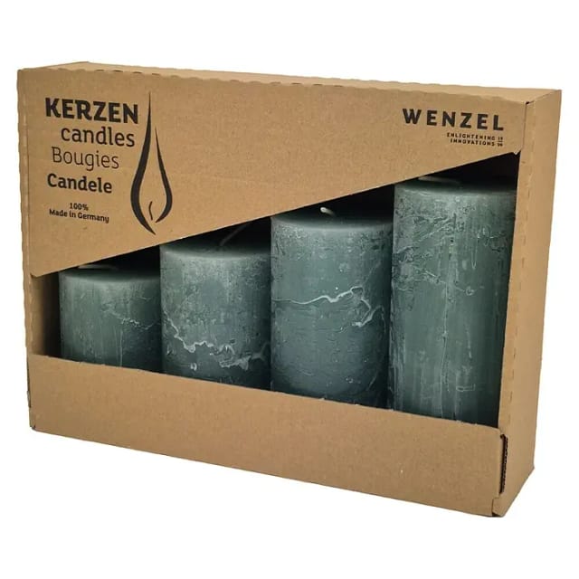 Stumpenkerzen-Set Rustic Safe (4 -tlg., Smaragd)